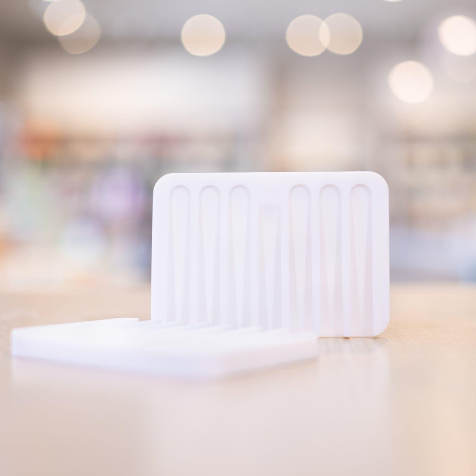 Two White Silicone Soap Dishes
