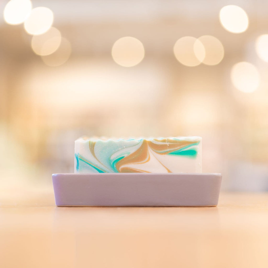 Grey Porcelain and Bamboo Soap Dish by Buff City Soap Supply, LLC