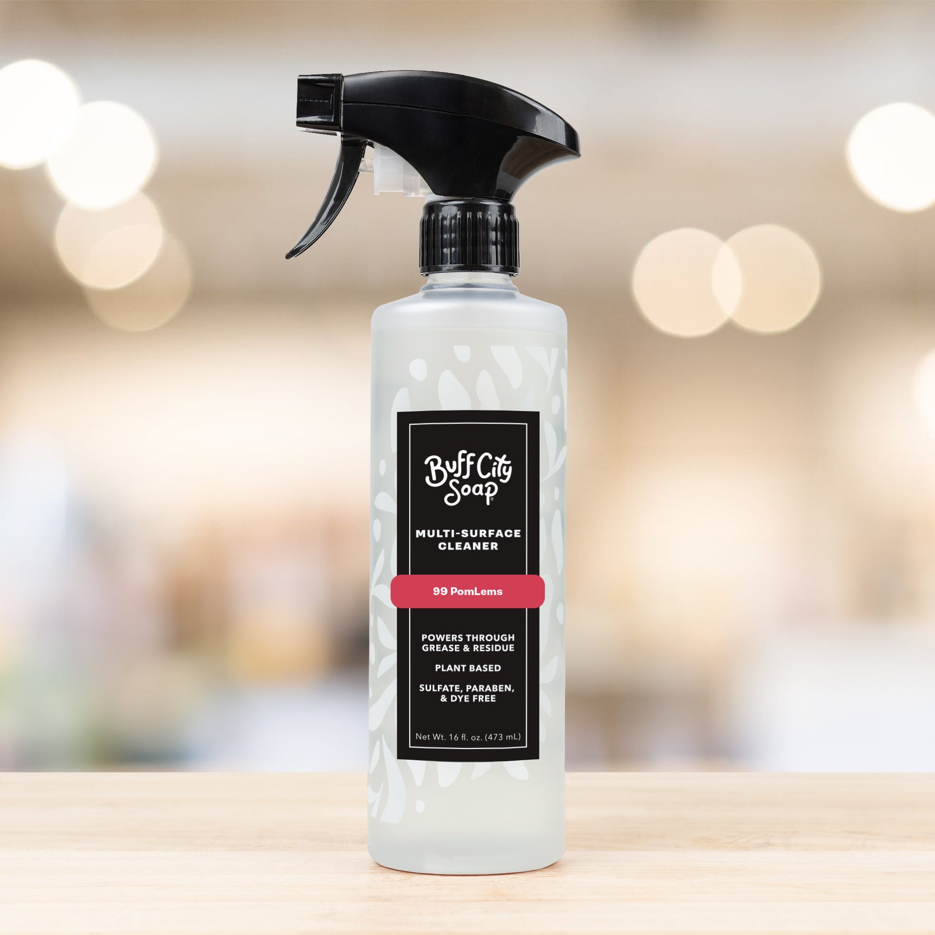 99 PomLems Multi-Surface Cleaner bottle for tile, granite, and bathroom surfaces with plant-based formula